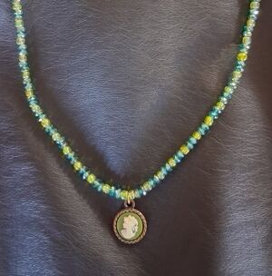 Elegant Beaded Cameo Necklace